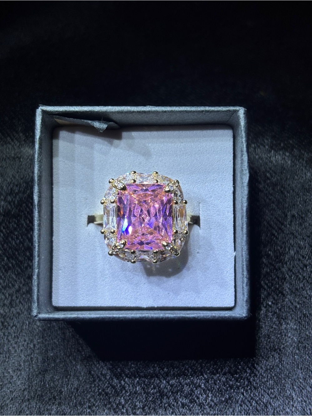 Yellow Gold AAA CZ Princess-Cut Ring Size 6